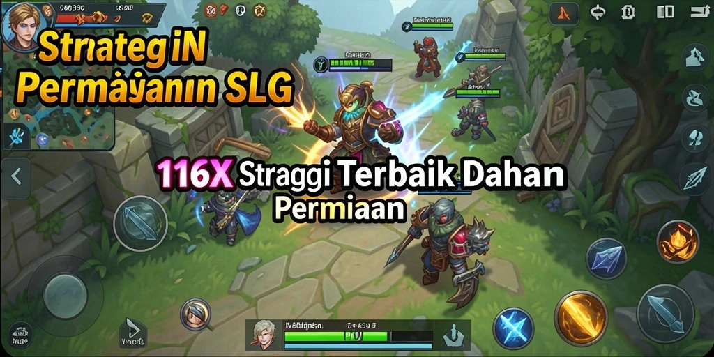 Screenshot menampilkan gameplay menegangkan dari 116X dalam pertempuran SLG.