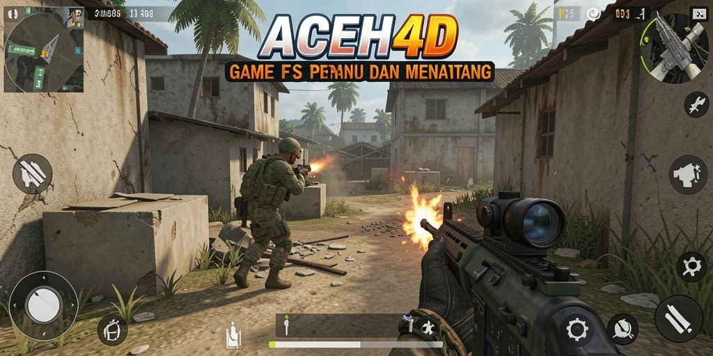 Tampilan gameplay menegangkan dari ACEH4D dengan aksi tembak-menembak.