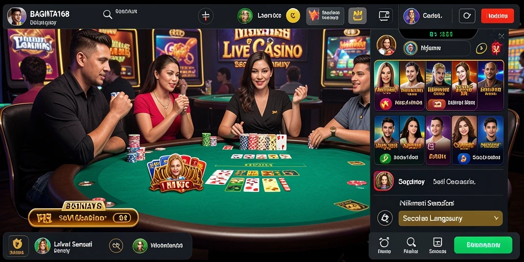 Screenshot gameplay Live Casino dengan dealer langsung di BAGINTA168.