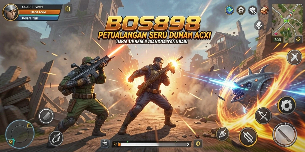 Tampilan gameplay menegangkan dalam game aksi BOS898.