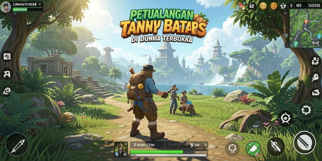 Tampilan gameplay CANVA168 yang menakjubkan dalam dunia terbuka.