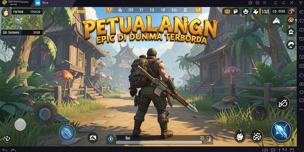 Screenshot gameplay FB168 menampilkan petualangan di dunia terbuka yang luas.