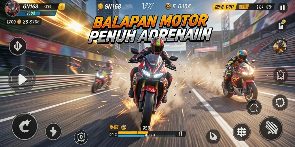 Tampilan menakjubkan dari gameplay balapan motor di GN168.