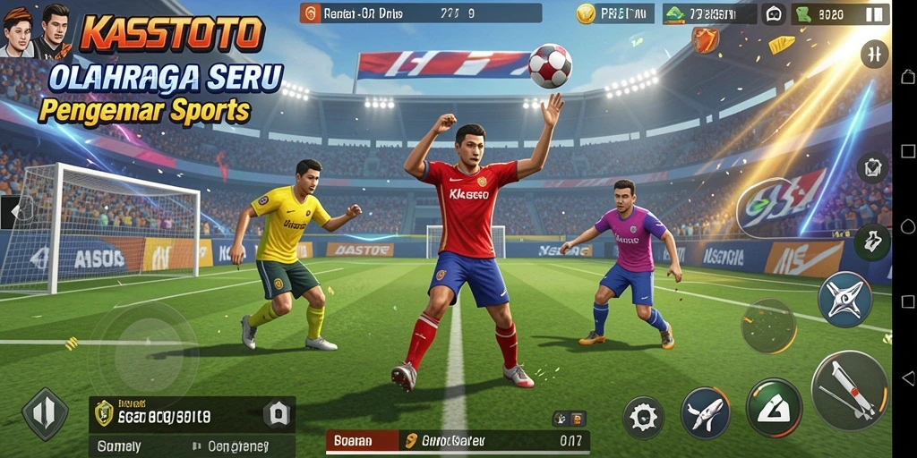 Tampilan gameplay seru dari KASTOTO yang menampilkan aksi olahraga yang mendebarkan.