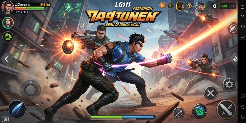 Tampilan gameplay menegangkan dengan aksi pertarungan seru.