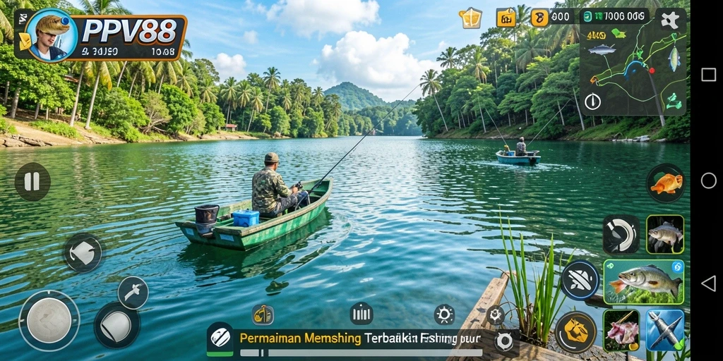 Tampilan gameplay PPV88 dengan aksi memancing yang seru dan realistis.