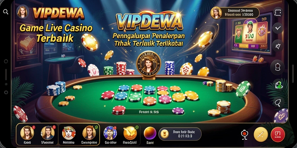 Screenshot gameplay Live Casino yang menampilkan dealer langsung dan suasana kasino.
