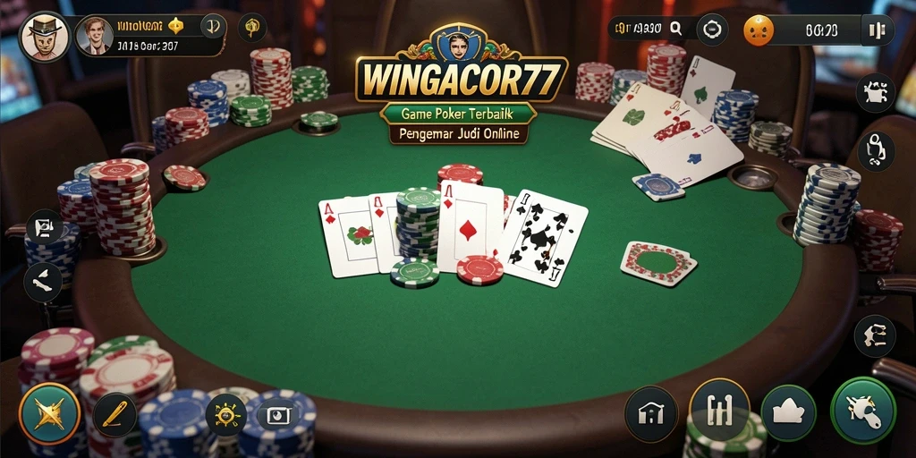 Screenshot gameplay WINGACOR77 menunjukkan keseruan permainan Poker.